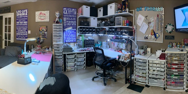 Clark uses 1,700 square feet of her Texas home for a workshop to make homecoming mums each year.  Over time, she said clients started wanting a more customized product. 